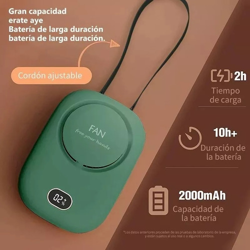 Mini Ventilador De Cuello Portátil Recargable Con Cordón