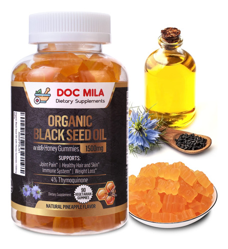 Doc Mila Gomitas De Aceite De Semilla Negra Organica, 1500 M
