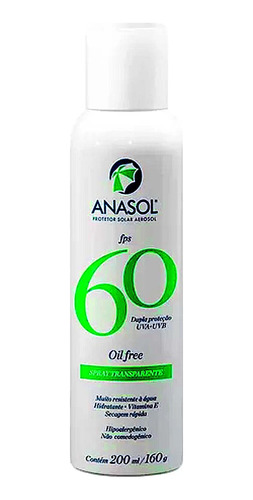 Protetor Solar Aerosol Anasol Spray Transparente Fps60 200ml