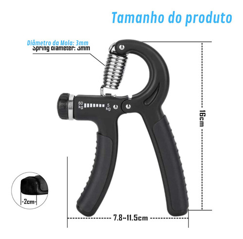 Hand Grip Com Mola Ajustável 5 A 60kg Fitness Fort