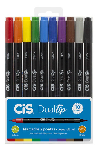 Caneta Brush Pen P/ Lettering Dualtip C/10 Cores - Cis