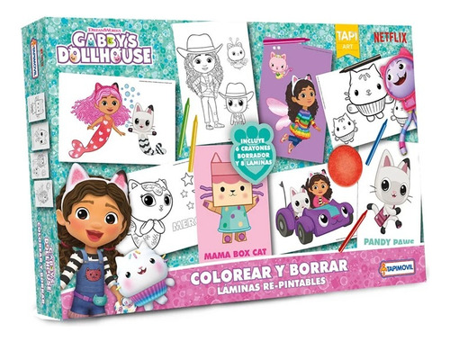 Colorear Borrar Gabbys Dollhouse Laminas Re-pintable Premium