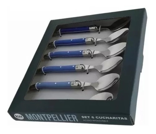 Set 6 Cucharitas Montpellier Acero Inoxidable - Azul