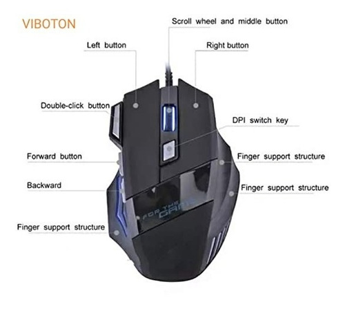 Mouse Pc Juegos 5500 Dpi Gaming Mouse Gamer 7 Botones Azul