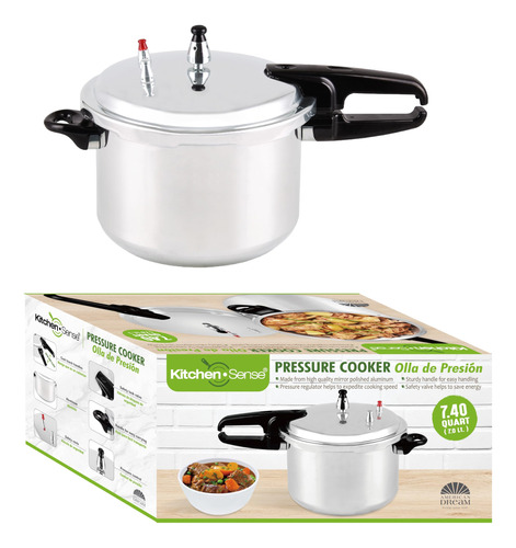 Kitchen Sense Pressure Cooker, 7.4 Quart Aluminum Stove Top.