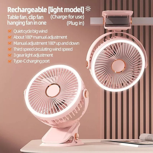 Sa A Ventilador De Escritorio Con Luz 5 Velocidades Diámetro