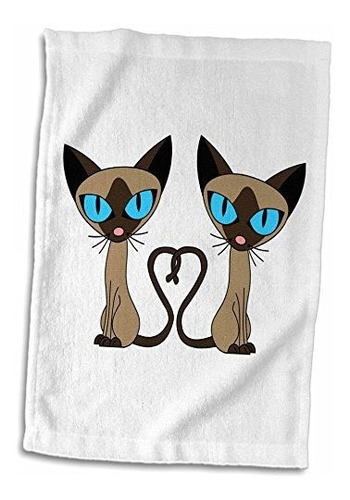 Toalla De Mano - Deportiva 3d Rose Siamese Cat Tail Heart, 1