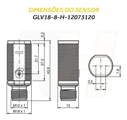 Sensor Difuso Com Supressão De Fundo - Glv18-8-h-120/73/120