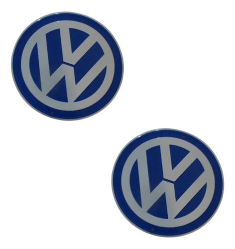 2 Logo Emblema Adesivo Volkswagen Chave Wv Aluminio 14mm