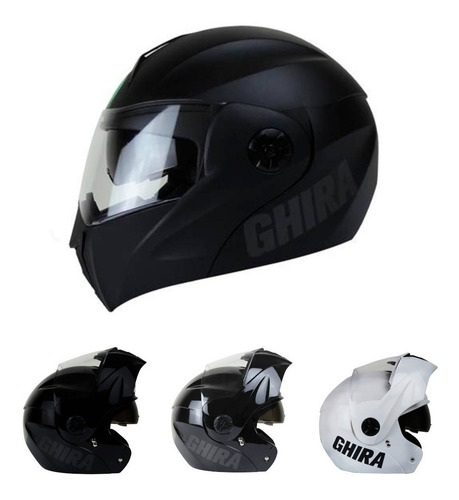 Imagen 2 de 6 de Casco Ghira Abatible Gh1000 Negro Mate Certificado Dot