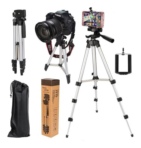 Imagen 6 de 7 de Tripode Aluminio Plegable Celular Camaras Reflex Telescopico