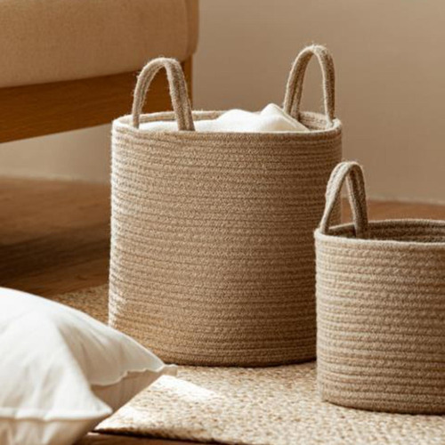 Cesta Redonda Tejida Para La Colada Con Asas Para S