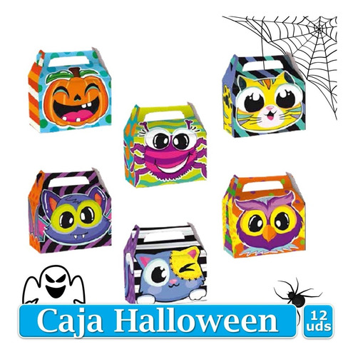 Cajita Tipo Lonchera Dulcera Halloween X12 Unidades