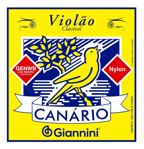 Encordoamento Giannini Canário Violão Nylon C/bolinha Genwb