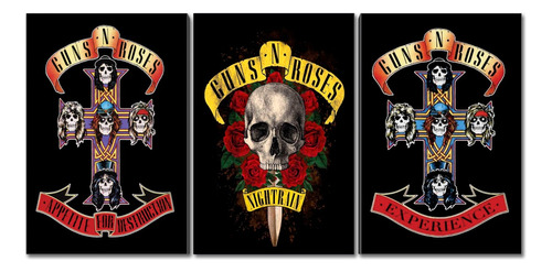 3 Cuadros 40x60 Guns And Roses Tipo Canvas 0931