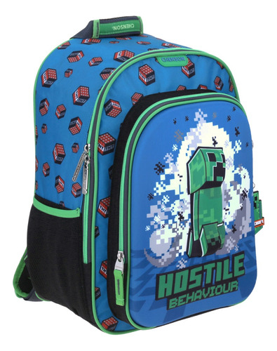 Mochila Escolar Grande Chenson Minecraft Mc65699-9 Jollyza Color Azul acero