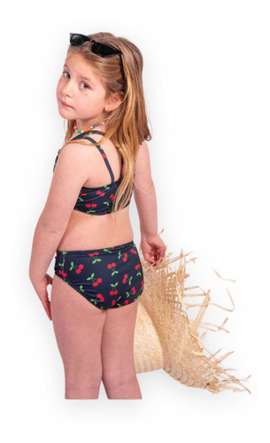Imagen 4 de 5 de Malla Bikini Cali Niña Uv Upf50+ Top Tiras + Bombi Cherry