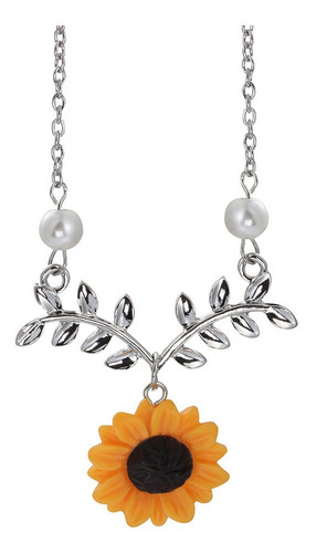 Kit De Collar Arete Aro Brazalete Tipo Girasol P/mujer 4 Pzs