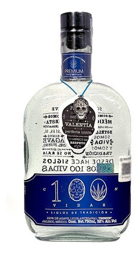 Licor De Agave Artesanal 100 Vidas Premium  750 Ml