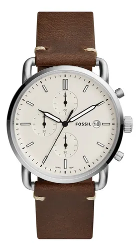 RELOJ FOSSIL HOMBRE ANALÓGICO ACERO Y CORREA PIEL BLANCA