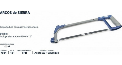 Imagen 2 de 4 de Arco Sierra Manual Tubular 300mm Con Hoja Bremen 7034