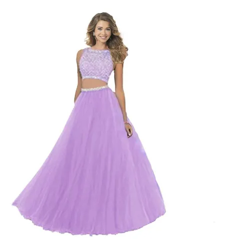 Vestido 15 Años 3 Piezas Fiesta Bordado Lila Vestido 15 Años 3 Piezas Fiesta Bordado Lila