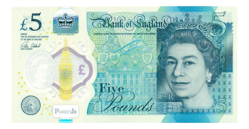Inglaterra 5 Libras Polimero Año 2015 Sin Circular Unc
