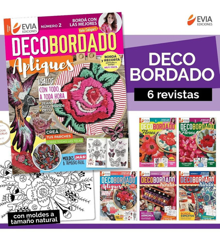 Promopack Deco Bordado/ Apliques /flores/hindú/ 6 Revistas 