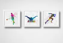 Comprar Set 3 Cuadros Tenis Natacion Carrera Pop Art Club Deportes