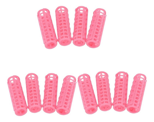 12 Pinzas Para Rizar El Cabello, De Plástico, Color Rosa, P