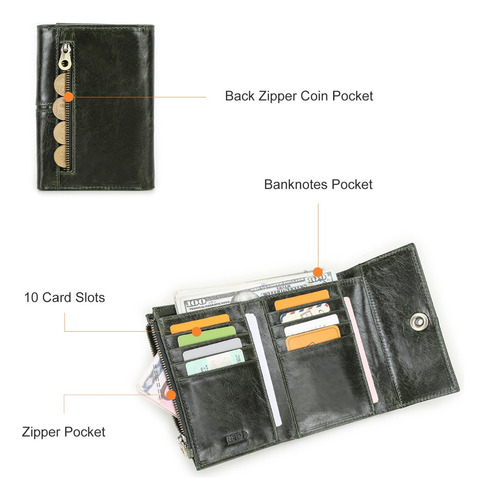 Cartera De Cuero Para Mujer Con Bloqueo Rfid De Navidad