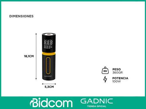 Compresor De Aire Gadnic Con Cable 12v Panel Digital Luz Led
