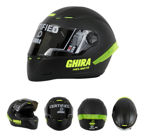 Casco Moto Ghira Integral Mate Dot Ghevolv Negro Amarillo