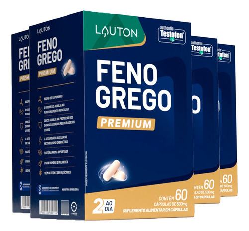 Feno Grego Lauton Com Saponinas Zma + Boro 60comp. 4un