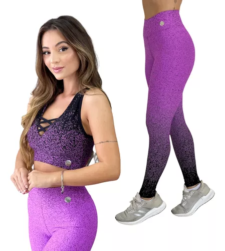 Legging Academia Degrade Feminina Recortes Cós Alto Poliamida Orbis