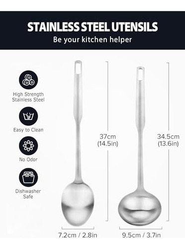 Cucharas Para Servir Y Cucharón Para Sopa De Acero Inoxidabl