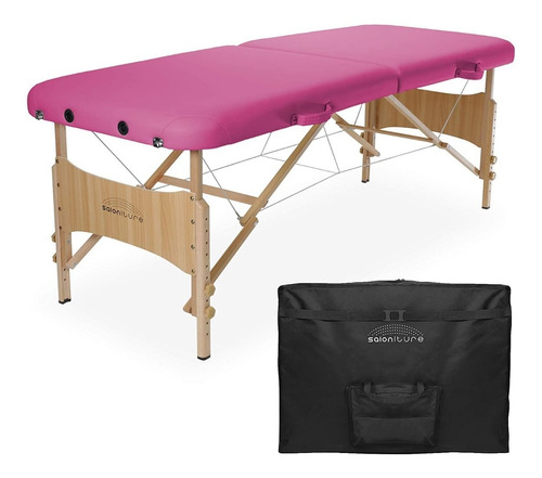 Mesa De Masaje Plegable Y Portatil Color Rosa Saloniture