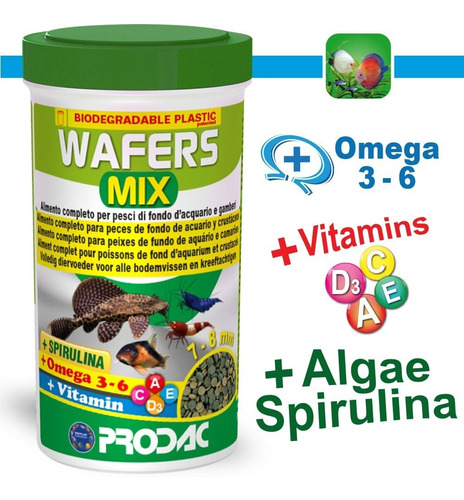 Alimento Peces Fondo Wafers Mix 100ml/50g Comida Italiana