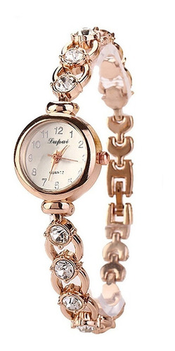 Relógio Dourado Feminino De Pulso Quartz Pulseira Com Pedras