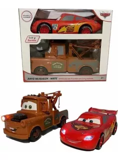 Cars Rayo Mcqueen Y Mate Con Luz Vehículos De Fricción Color Rojo Personaje RAYO MCQUUEN-MATE