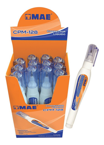 Corrector Tipo Pluma De 8 Ml Marca Mae Paquete De 5 Pz