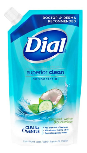 Repuesto Jabón Líquido Para Manos Dial Superior Clean 800ml