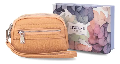 Monedero Doble Cierre Bolsillo Monedas Dama Lincolns Color Melon