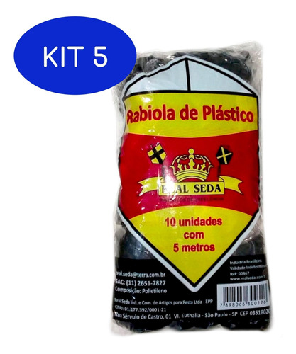 Kit 5 Rabiolas De Plástico 5 Mts Pacote Com 10 Unidades