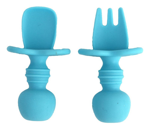 Conjunto De Talheres Silicone Azul Com 2 Peças - A\baby