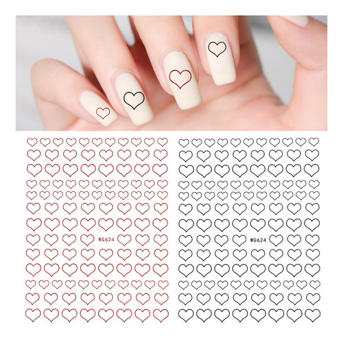 Adhesivo De Uñas Con Diseño De Corazón De Amor, Decoración D