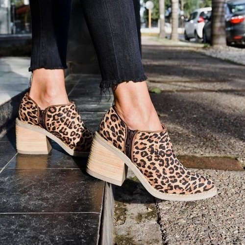 Texanas Botas Botinetas Cuero Vacuno Animal Print Mod. Calu