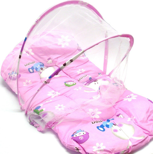 Berço Mosquiteiro Conforto Portátil Proteção Bebes Rosa