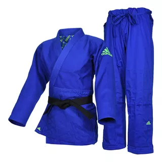 Kimono Judo J990 adidas Millenium Azul Bordado Verde