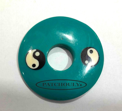 Colgante Dona Dije Acrilico Yin Yang Turquesa 35mm